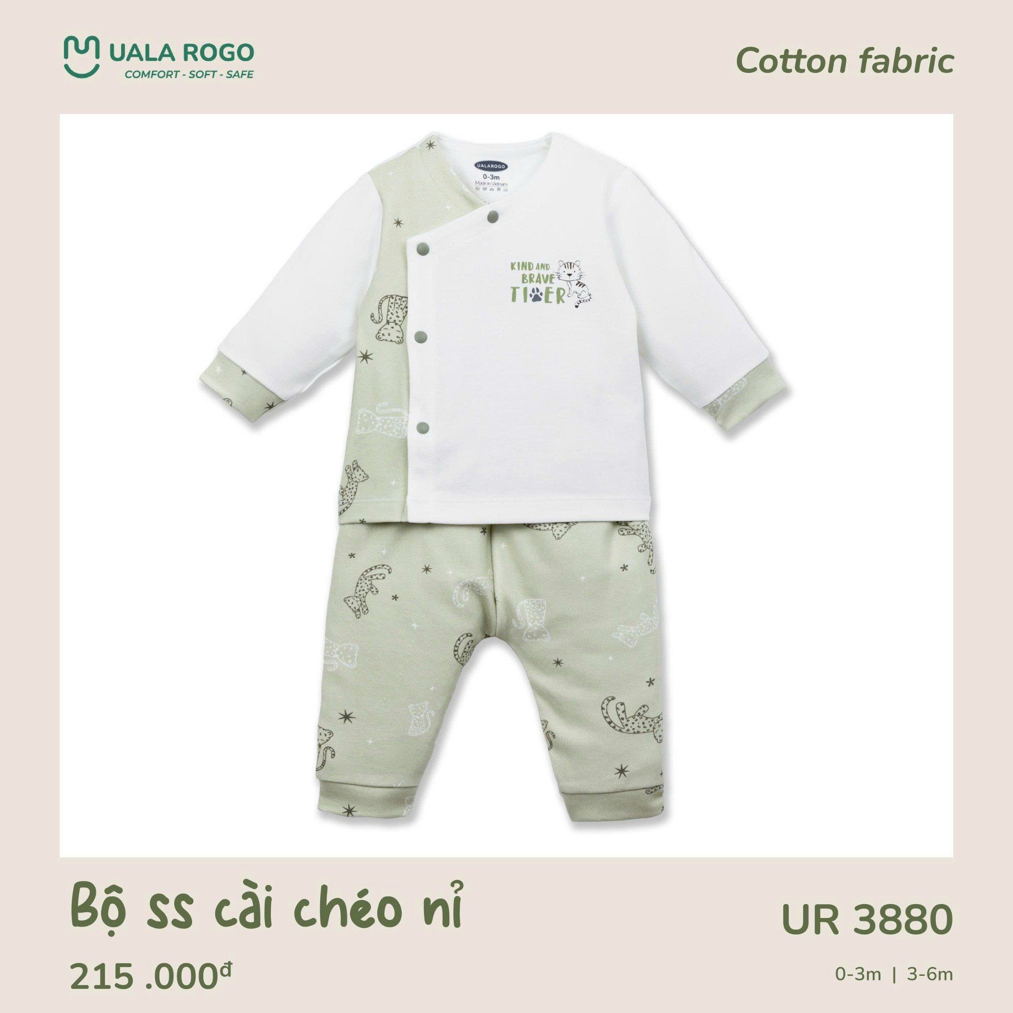  Bộ Sơ Sinh Cài Chéo Nỉ UR 3880 