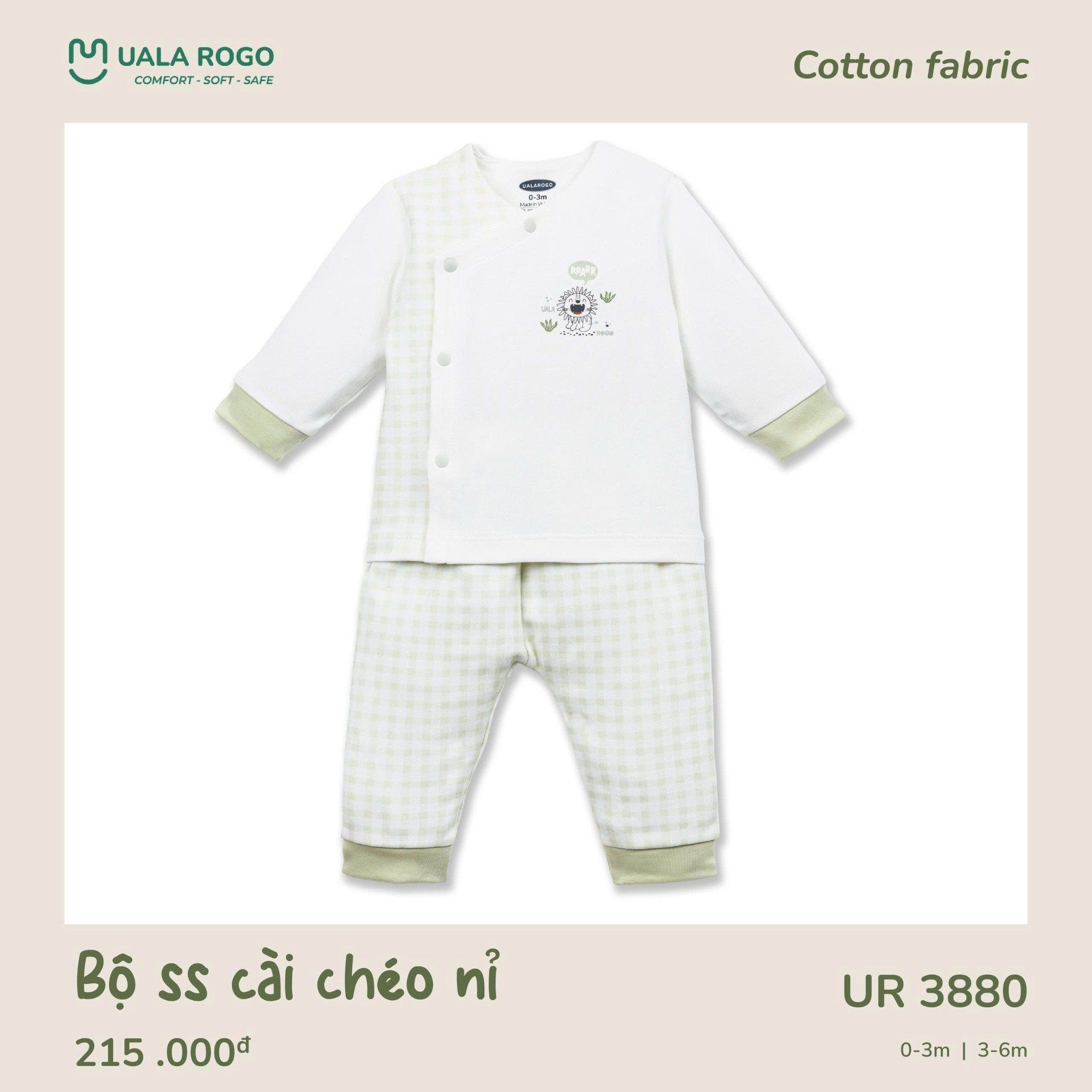  Bộ Sơ Sinh Cài Chéo Nỉ UR 3880 