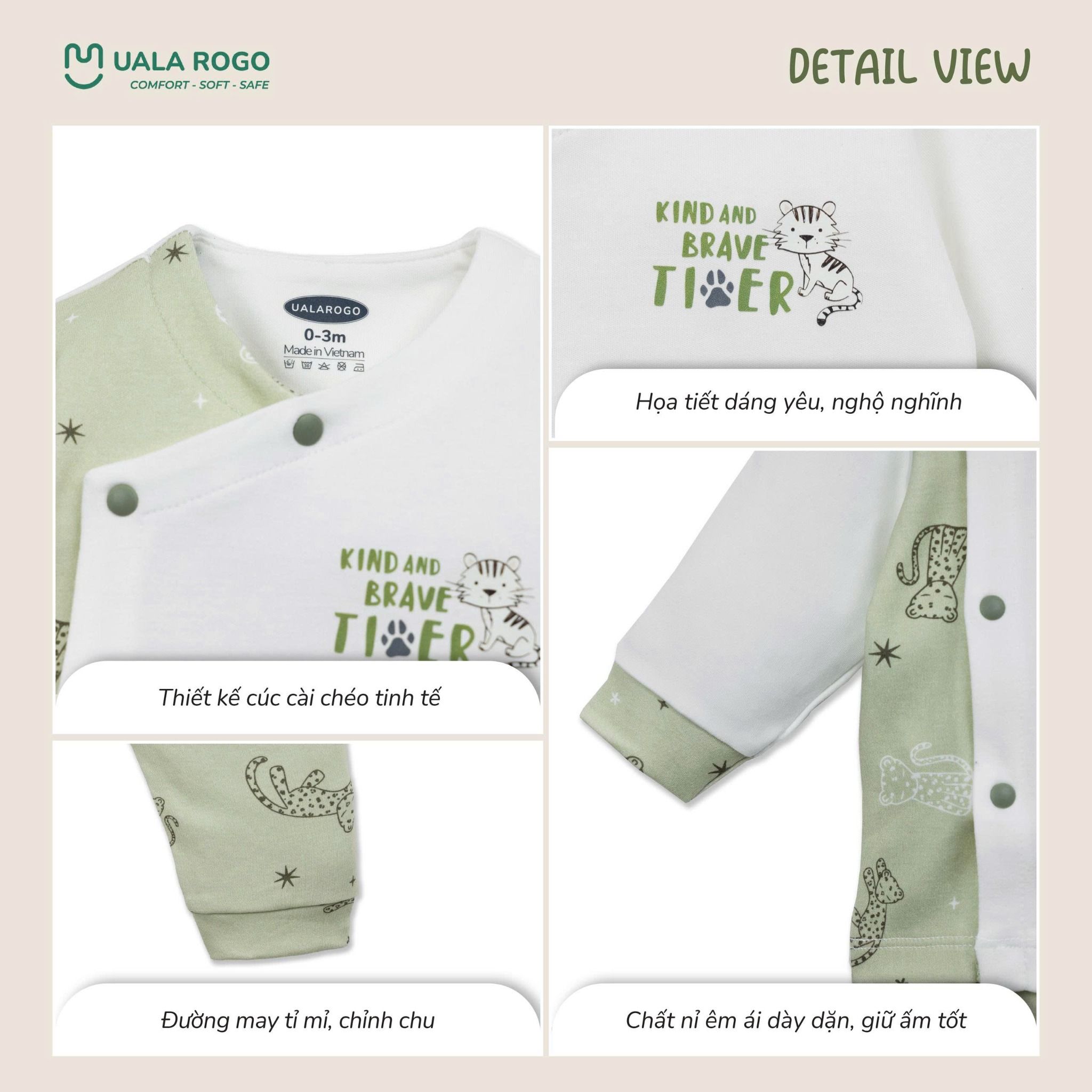  Bộ Sơ Sinh Cài Chéo Nỉ UR 3880 