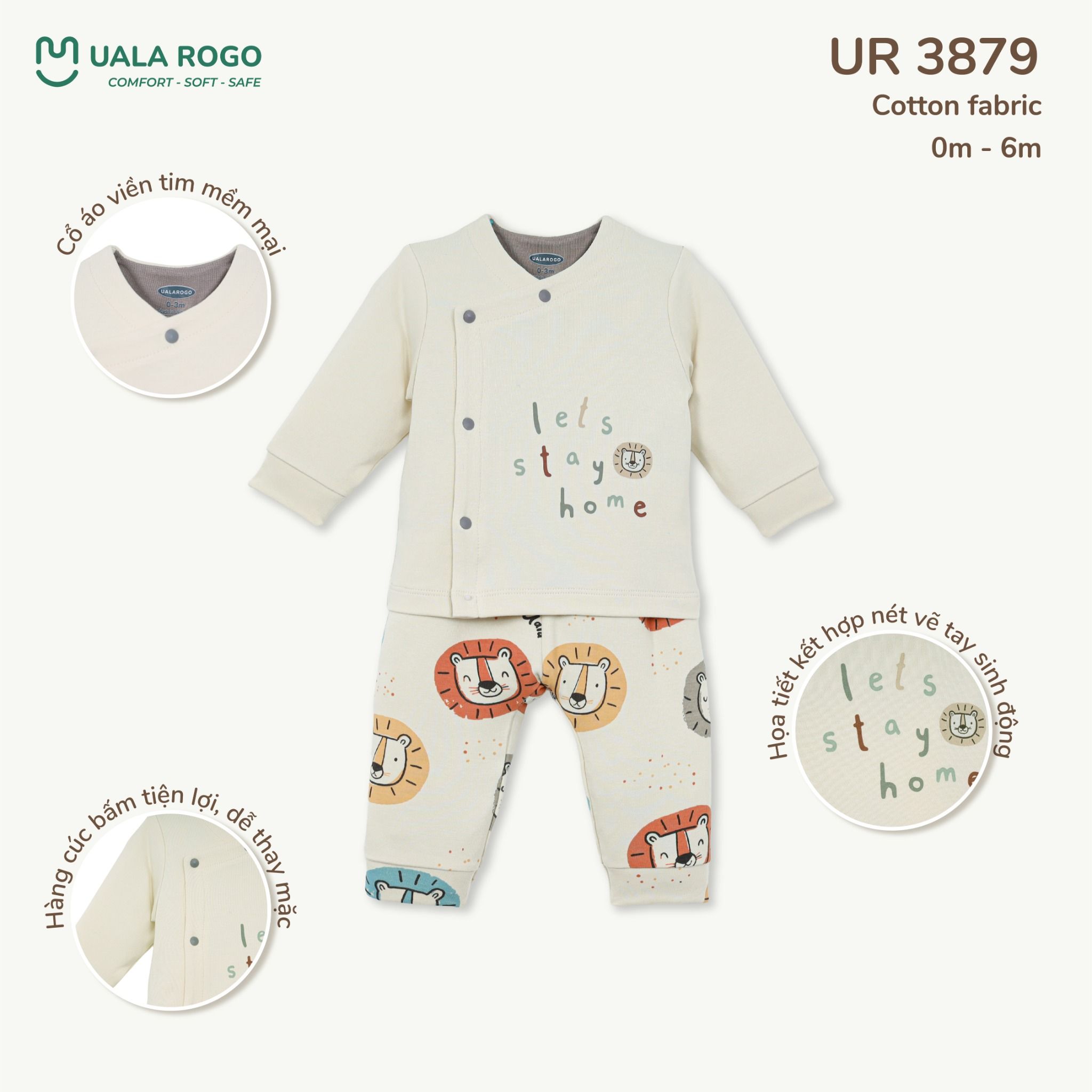  Bộ Sơ Sinh Dài Tay Hình Động Vật UR 3879 