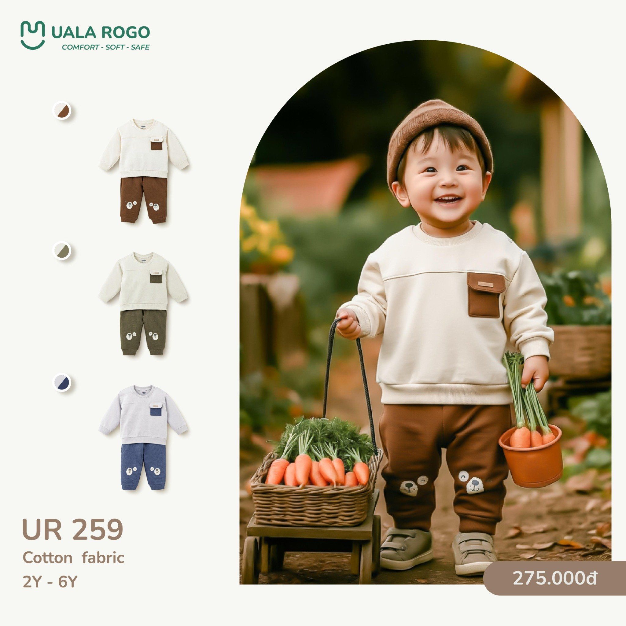  Bộ Dài Chất Liệu Cotton Cho Bé UR 259 