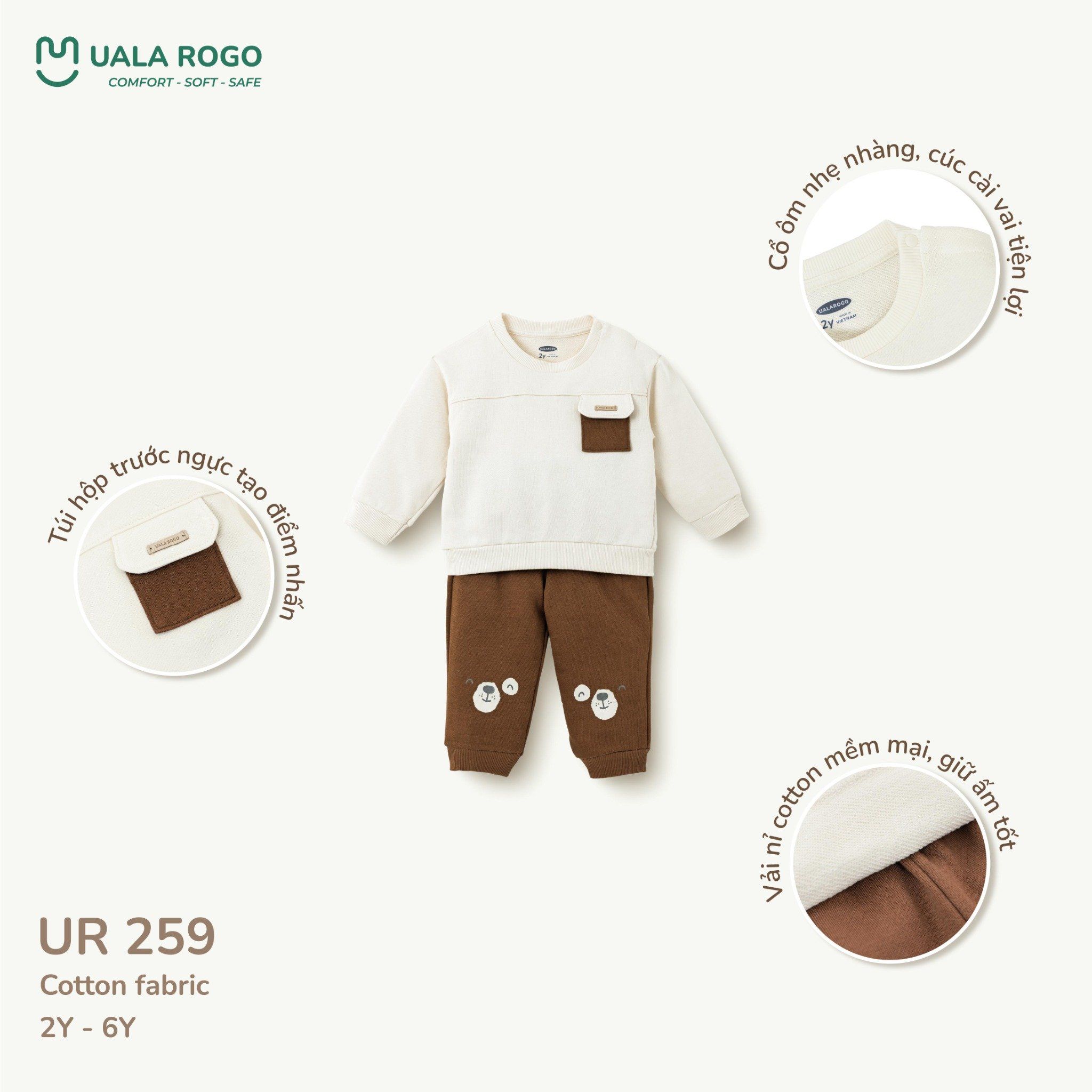  Bộ Dài Chất Liệu Cotton Cho Bé UR 259 