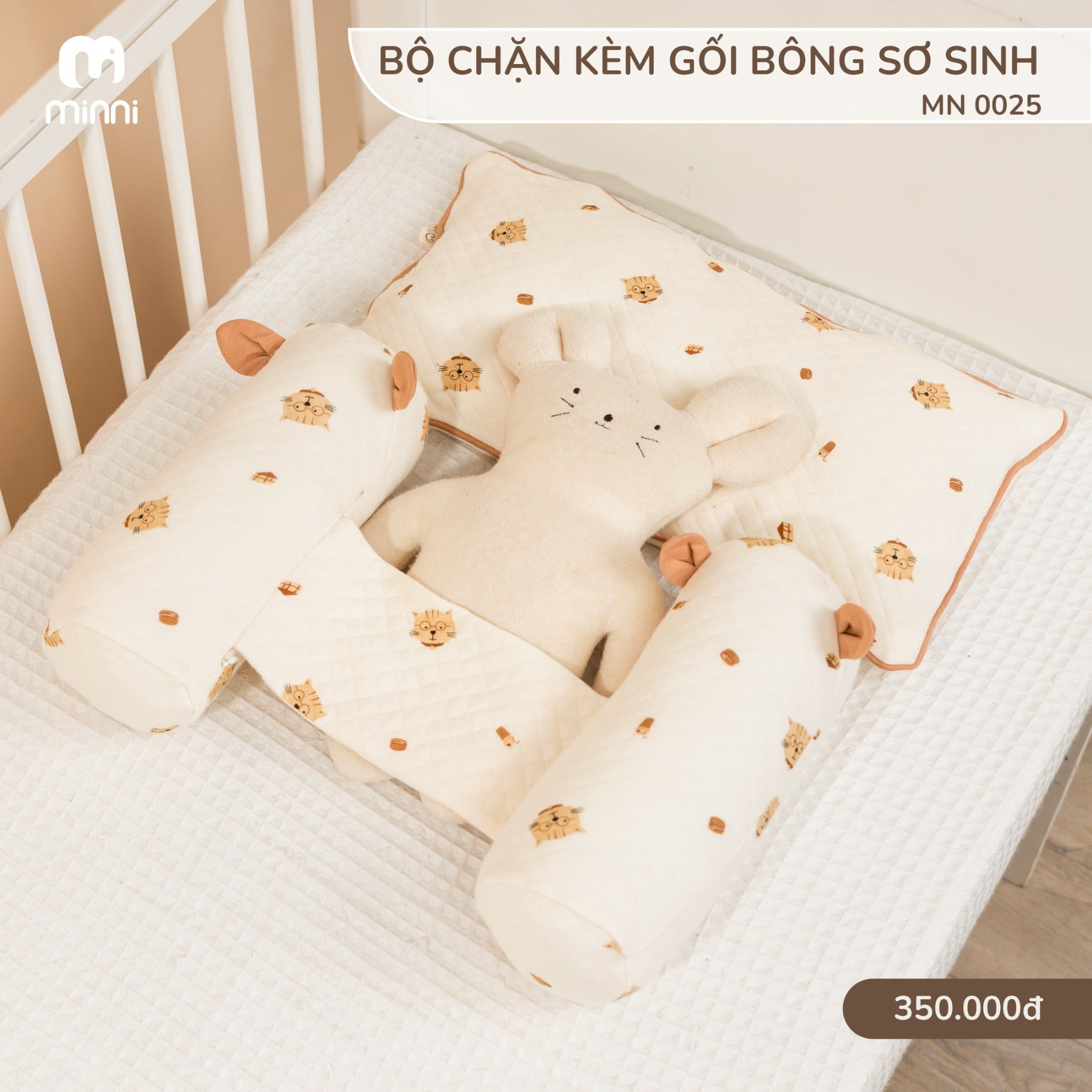  Bộ Chặn Kèm Gối Bông Sơ Sinh MN 0025 