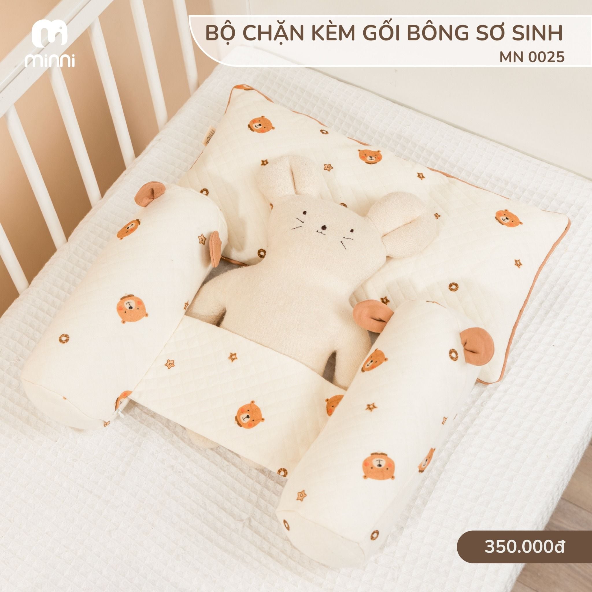  Bộ Chặn Kèm Gối Bông Sơ Sinh MN 0025 