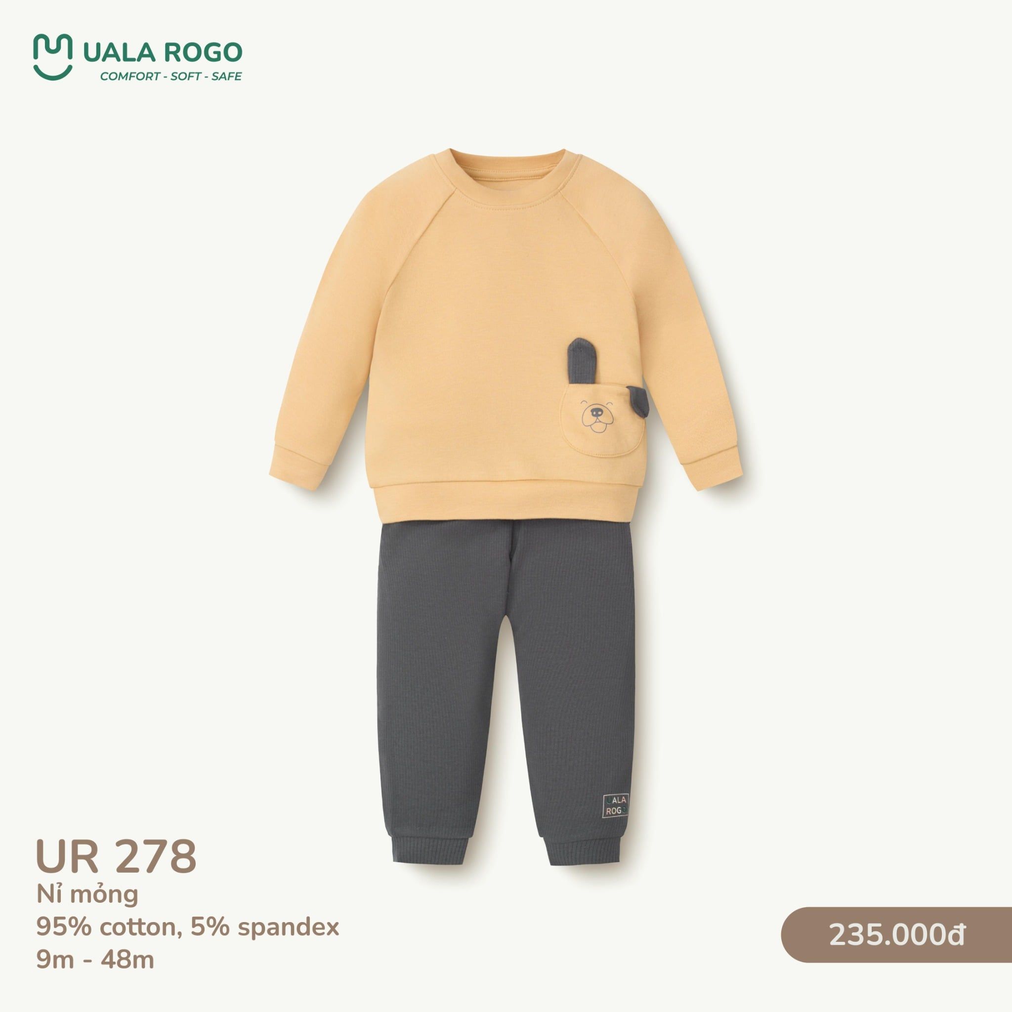  Bộ Dài Tay Nỉ Mỏng Cho Bé UR 278 