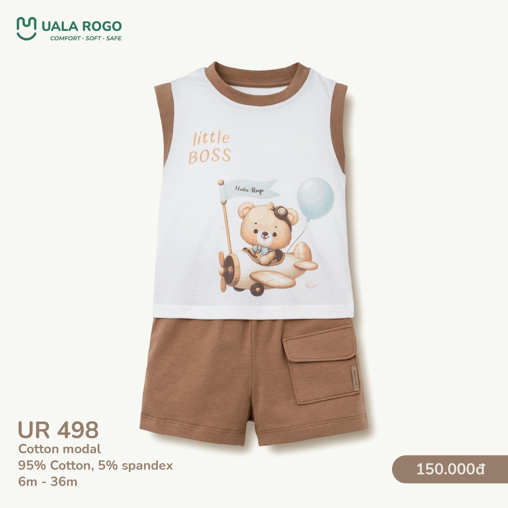  Bộ Sát Nách Họa Tiết Gấu Nhỏ Cho Bé UR 498 