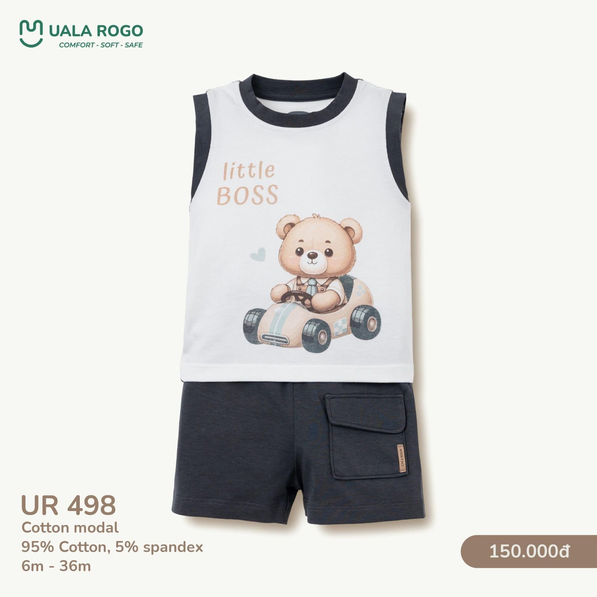  Bộ Sát Nách Họa Tiết Gấu Nhỏ Cho Bé UR 498 