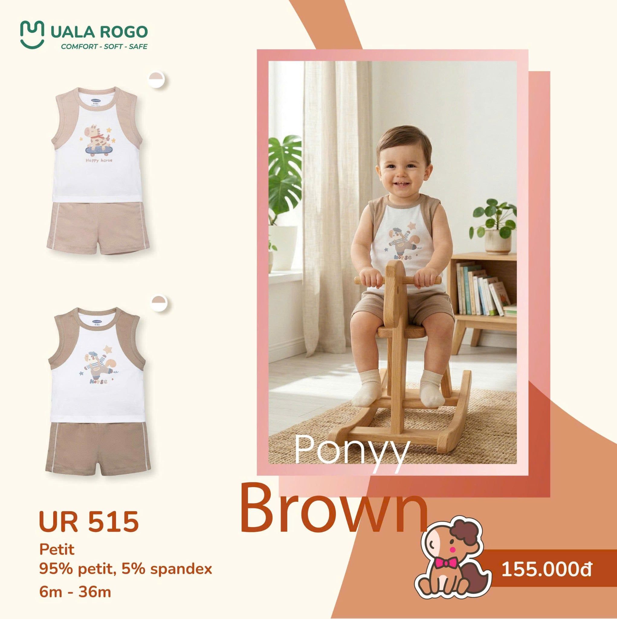  Bộ 3 lỗ ponyy brown UR 515 