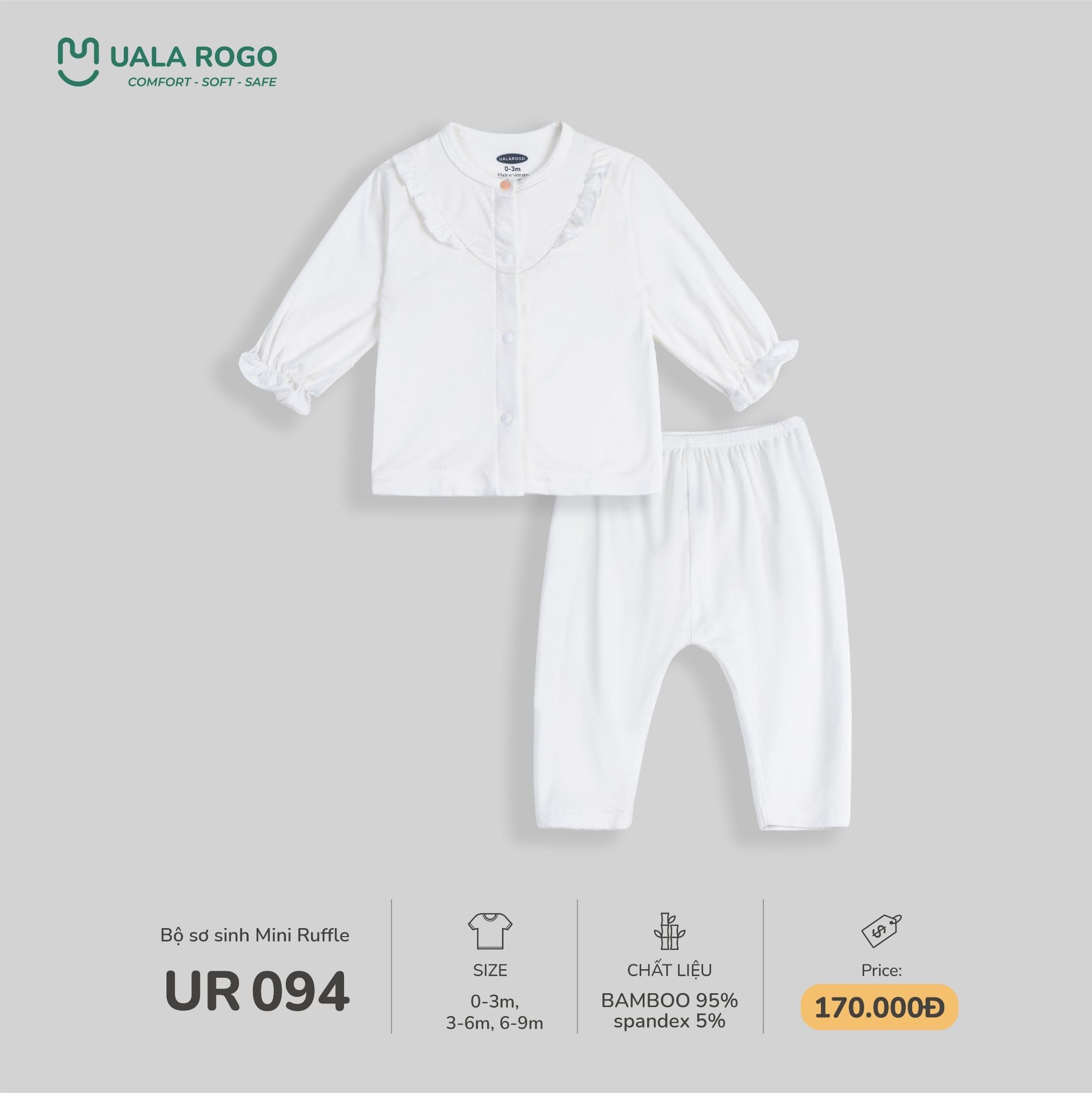  Bộ Sơ Sinh Mini Ruffle Adorable in white UR 094 