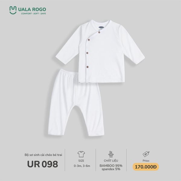  Bộ Sơ Sinh cài chéo bé trai adorable in white UR 098 