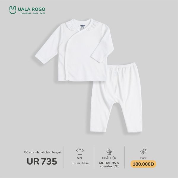  Bộ Sơ Sinh cài chéo bé gái Adorable in white UR 735 