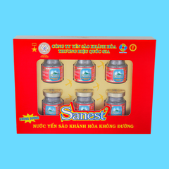Nước Yến sào Khánh Hòa Sanest không đường hộp 6 lọ 70ml QT - 029H6QT
