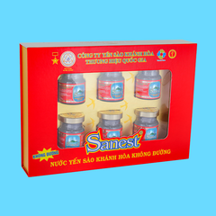 Nước Yến sào Khánh Hòa Sanest không đường hộp 6 lọ 70ml QT - 029H6QT