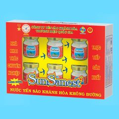 Nước Yến sào Khánh Hòa SunSanest không đường hộp 6 lọ 70 ml - 106H6