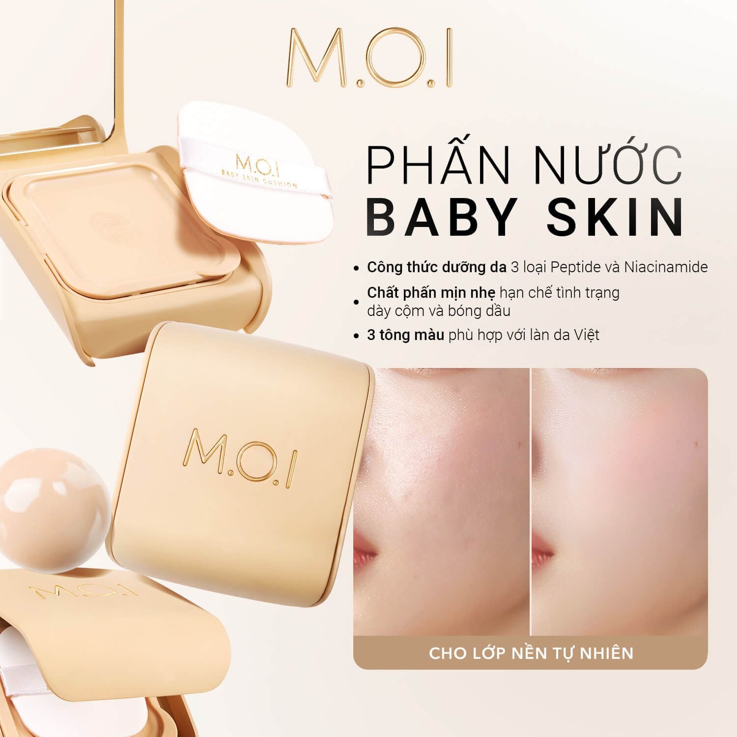  Phấn Nước M.O.I Baby Skin Cushion Và Son Tint Lì Soft Power 