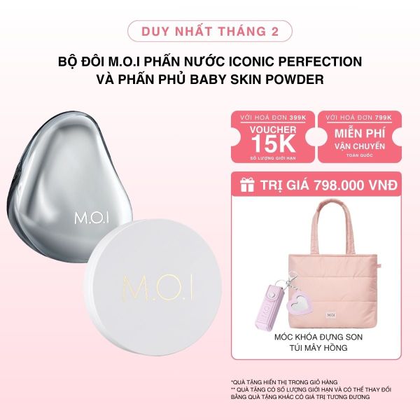 Bộ Đôi M.O.I Phấn Nước Iconic Perfection Và Phấn Phủ Baby Skin Powder