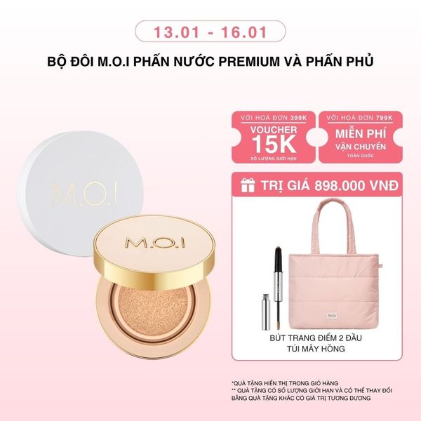 Bộ Đôi M.O.I Phấn Nước Premium Và Phấn Phủ Baby Skin