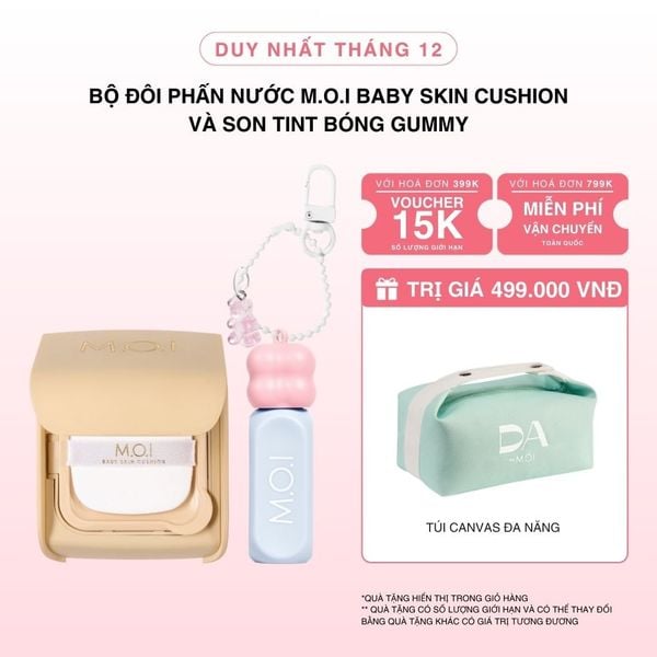 Bộ Đôi Phấn Nước M.O.I Baby Skin Cushion Và Son Tint Bóng Gummy