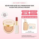  Bộ Đôi Phấn Nước M.O.I Premium Baby Skin Và Son Thỏi Love M.O.I Holiday Phiên Bản Mùa Lễ Hội 
