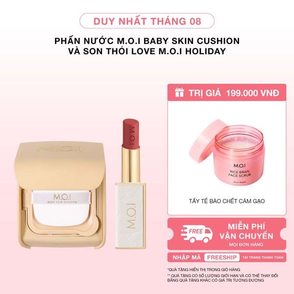 Phấn Nước M.O.I Baby Skin Cushion Và Son Thỏi Love M.O.I Holiday Phiên Bản Mùa Lễ Hội