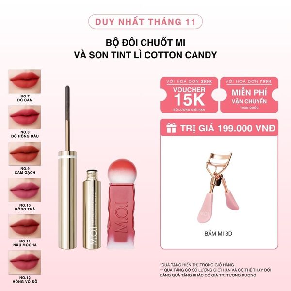 Bộ Đôi Chuốt Mi Và Son Tint Lì Cotton Candy