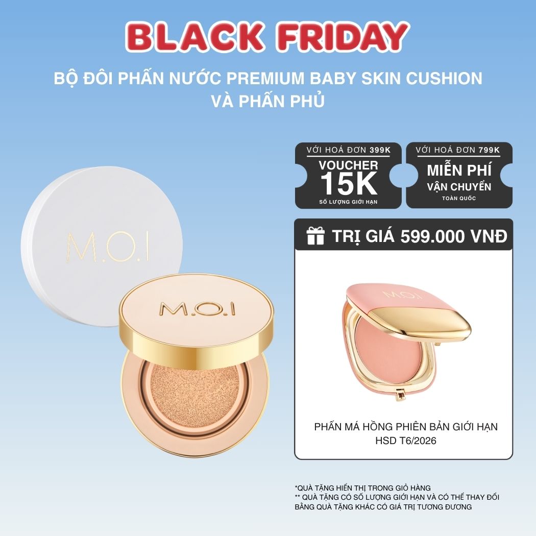 Bộ Đôi M.O.I Phấn Nước Premium Và Phấn Phủ Baby Skin