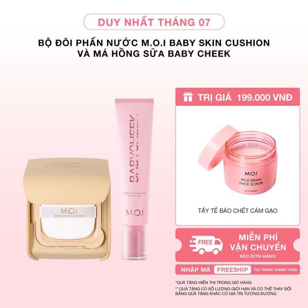 Bộ Đôi Phấn Nước M.O.I Baby Skin Cushion Và Má Hồng Sữa Baby Cheek