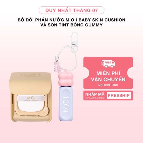 Bộ Đôi Phấn Nước M.O.I Baby Skin Cushion Và Son Tint Bóng Gummy
