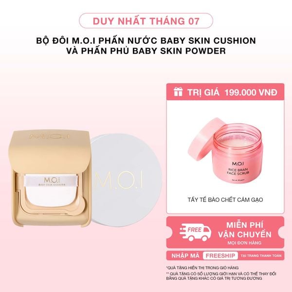 Bộ đôi M.O.I Phấn Nước Baby Skin Cushion Và Phấn Phủ Baby Skin Powder