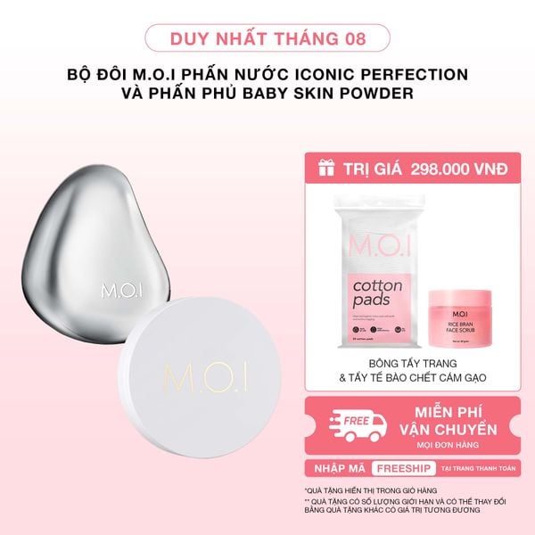 Bộ Đôi M.O.I Phấn Nước Iconic Perfection Và Phấn Phủ Baby Skin Powder