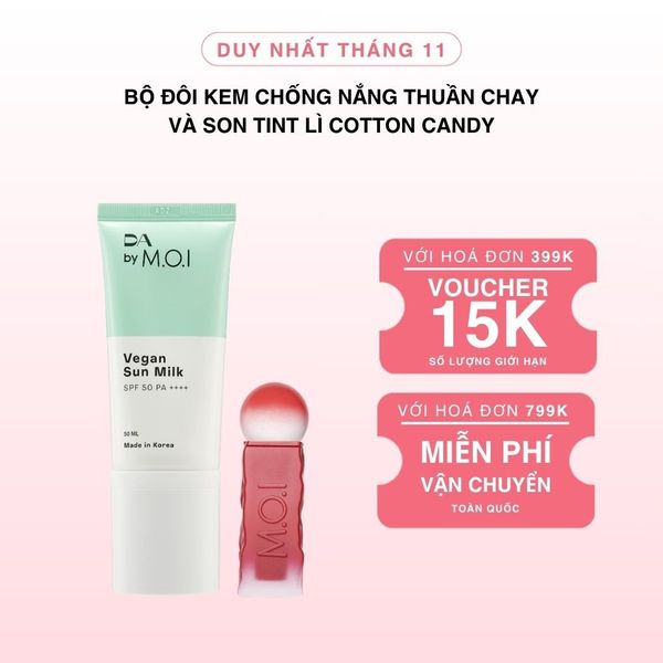 Bộ Đôi Kem Chống Nắng Thuần Chay Và Son Tint Lì Cotton Candy