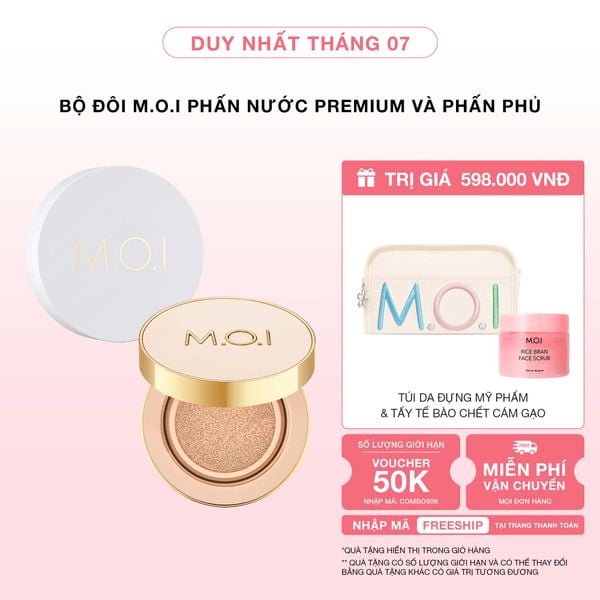 [GIẢM 50K] Bộ Đôi M.O.I Phấn Nước Premium Và Phấn Phủ Baby Skin
