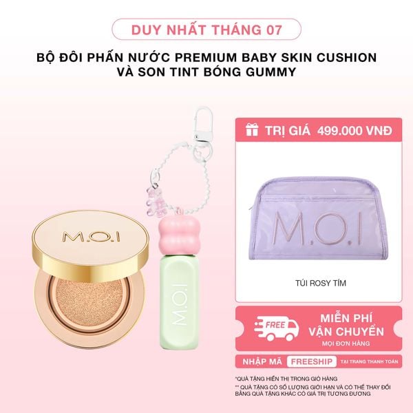 Bộ Đôi Phấn Nước Premium M.O.I Baby Skin Cushion Và Son Tint Bóng Gummy