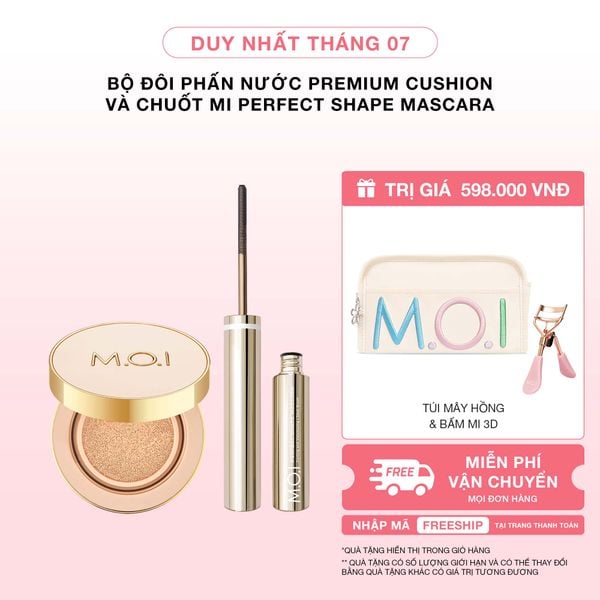 Bộ Đôi Phấn Nước Premium Cushion Và Chuốt Mi M.O.I Perfect Shape Mascara