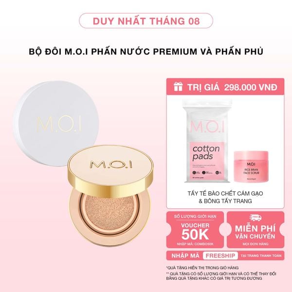 [GIẢM 50K] Bộ Đôi M.O.I Phấn Nước Premium Và Phấn Phủ Baby Skin