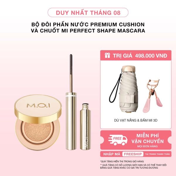 Bộ Đôi Phấn Nước Premium Cushion Và Chuốt Mi M.O.I Perfect Shape Mascara