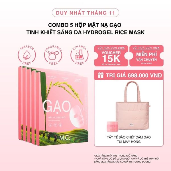 Combo 5 Hộp Mặt Nạ Gạo Tinh Khiết Sáng Da Hydrogel Rice Mask
