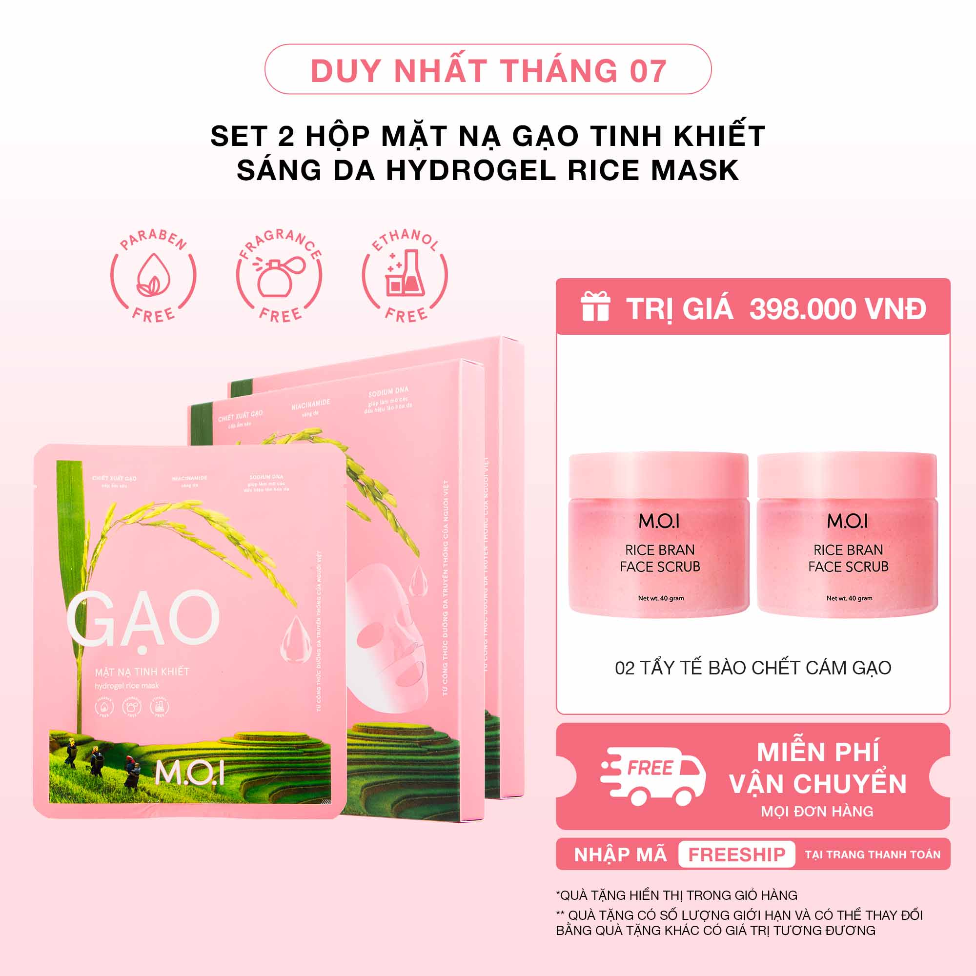 Set 2 Hộp Mặt Nạ Gạo Tinh Khiết Sáng Da Hydrogel Rice Mask