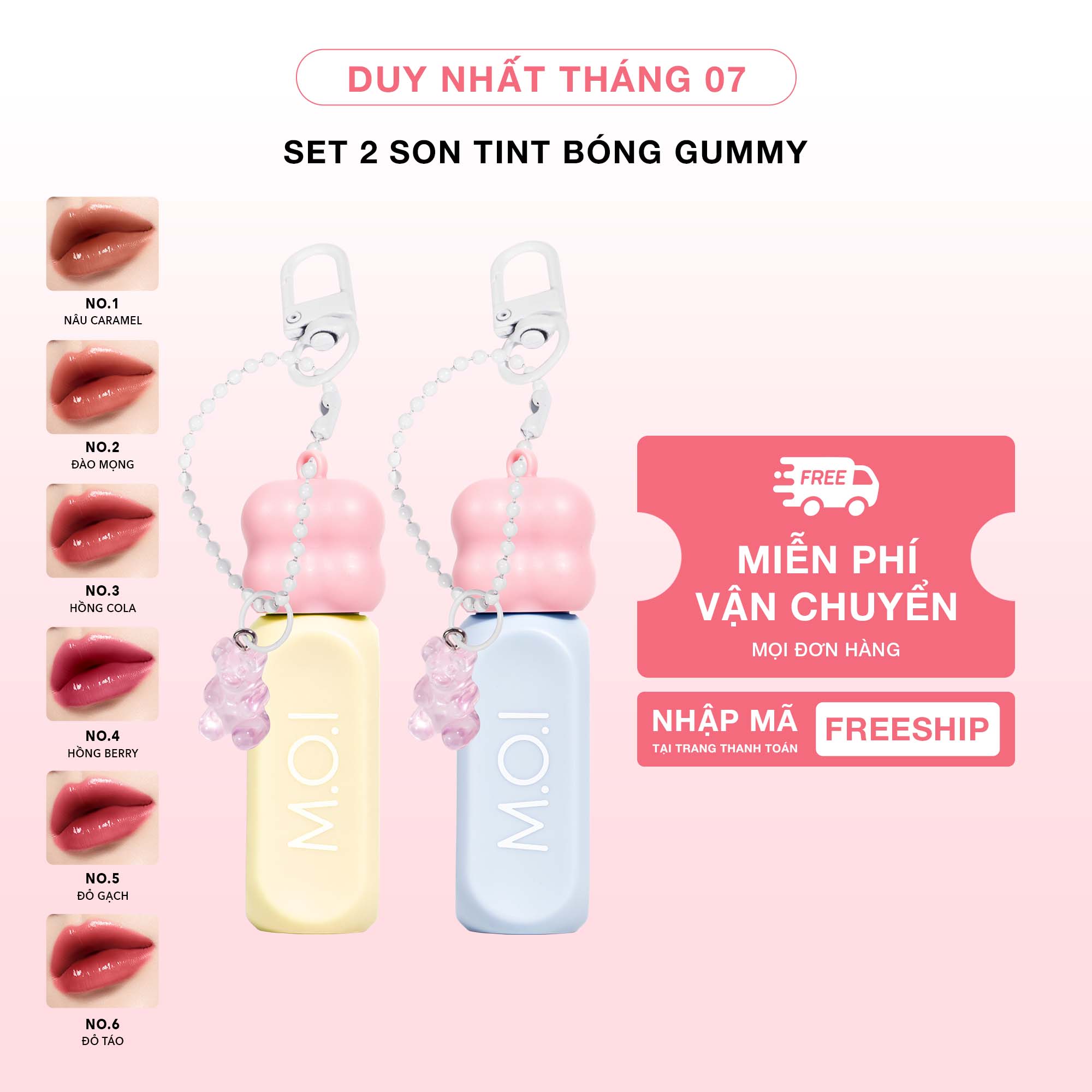 Set 2 Son Tint Bóng Gummy