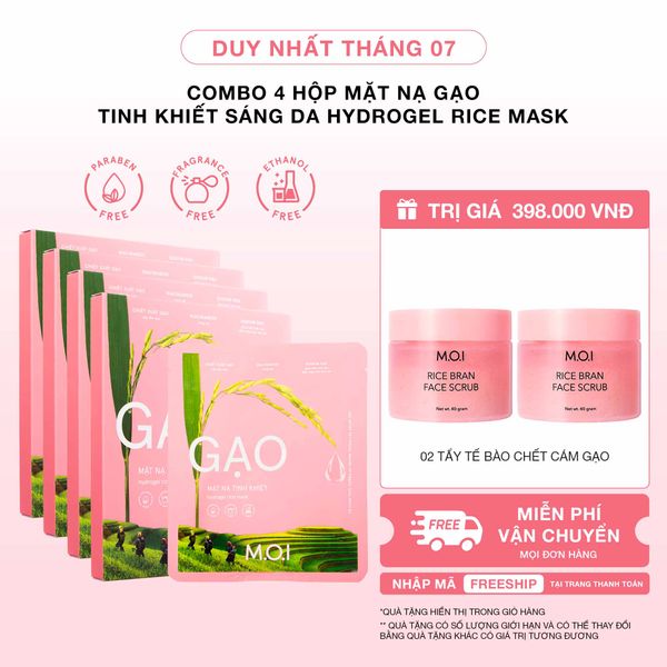 Combo 4 Hộp Mặt Nạ Gạo Tinh Khiết Sáng Da Hydrogel Rice Mask