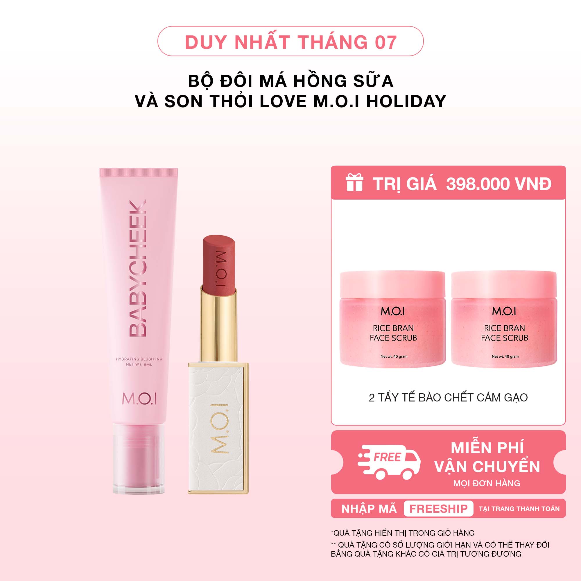 Bộ Đôi Má Hồng Sữa Và Son Thỏi Love M.O.I Holiday Phiên Bản Mùa Lễ Hội