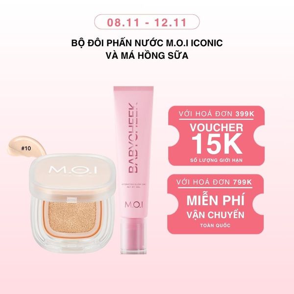 Bộ Đôi Phấn Nước M.O.I Iconic Perfection Cushion Và Má Hồng Sữa Baby Cheek