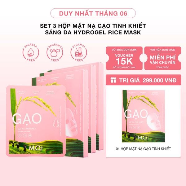 Combo 3 Hộp Mặt Nạ Gạo Tinh Khiết Sáng Da Hydrogel Rice Mask