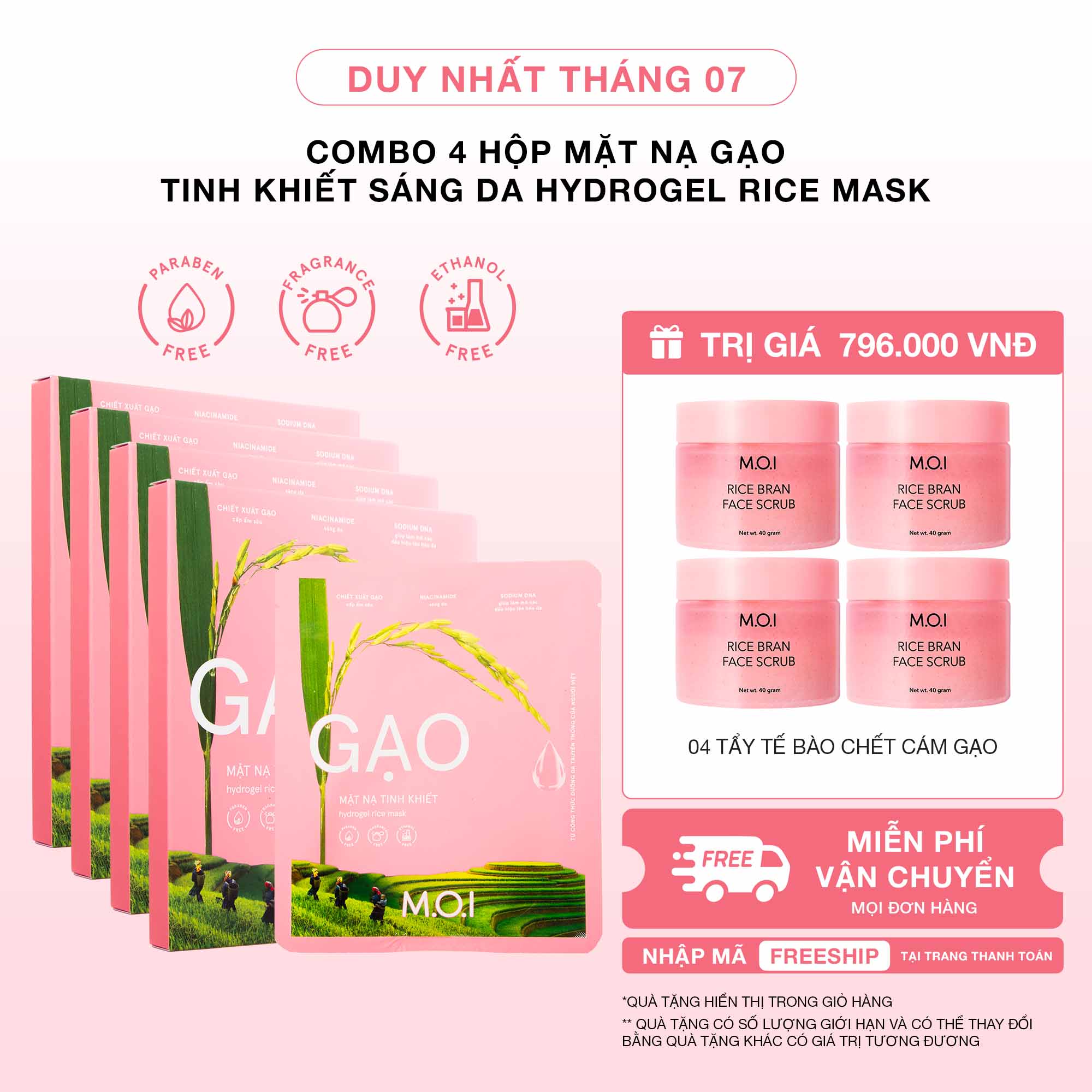 Combo 4 Hộp Mặt Nạ Gạo Tinh Khiết Sáng Da Hydrogel Rice Mask