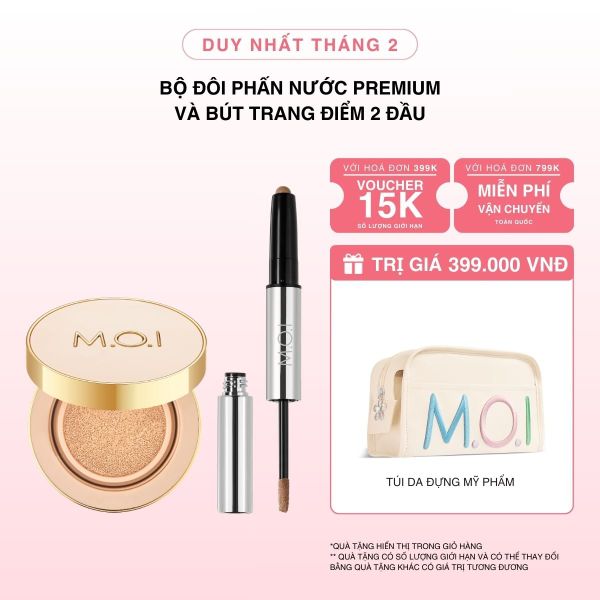 Bộ Đôi Phấn Nước Premium Và Bút Trang Điểm 2 Đầu