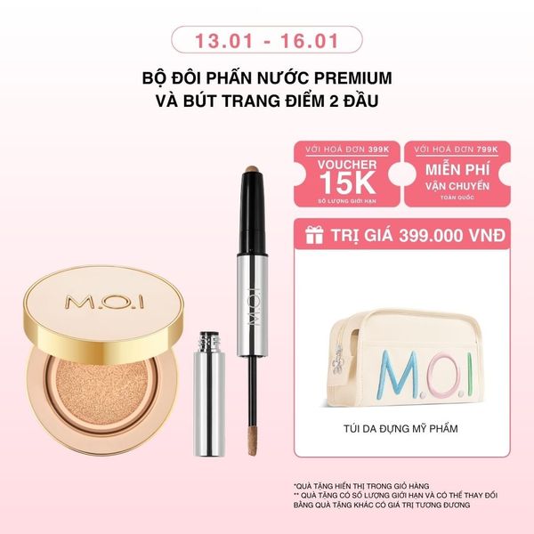 Bộ Đôi Phấn Nước Premium Và Bút Trang Điểm 2 Đầu