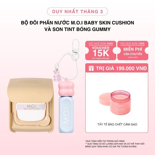 Bộ Đôi Phấn Nước M.O.I Baby Skin Cushion Và Son Tint Bóng Gummy