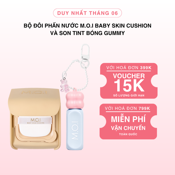 Bộ Đôi Phấn Nước M.O.I Baby Skin Cushion Và Son Tint Bóng Gummy