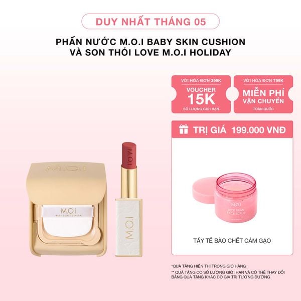 Phấn Nước M.O.I Baby Skin Cushion Và Son Thỏi Love M.O.I Holiday Phiên Bản Mùa Lễ Hội