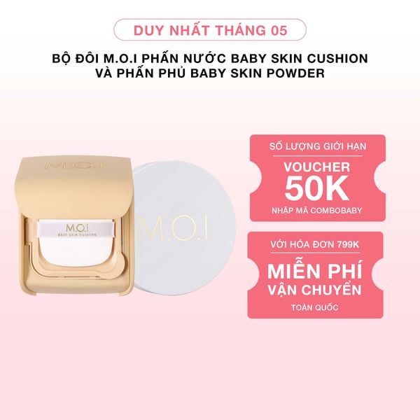 [GIẢM 50K] Bộ Đôi M.O.I Phấn Nước Baby Skin Cushion Và Phấn Phủ Baby Skin Powder